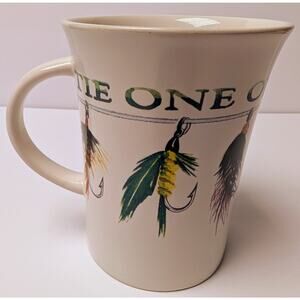 Tie One On! Fly Fishing Mug Pfalzgraff Designer Collection Coffee Cup 12 oz Gift